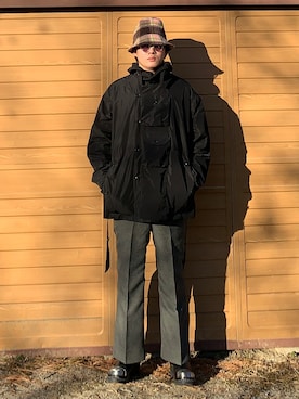 「Engineered Garments（エンジニアードガーメンツ）のアイテム（帽子）」を使った、pikaichiyuさん（メンズ・174cm）の冬コーディネート