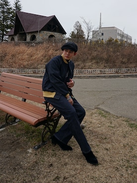 「Needles（ニードルス）のアイテム（ブルゾン）」を使った、pikaichiyuさん（メンズ・174cm）の冬コーディネート