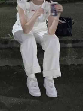 「ZARA（ザラ）のアイテム（Tシャツ/カットソー、ホワイト系）」を使った、ioliune さん（レディース・157cm）の夏コーディネート