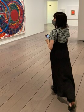 「sheinのアイテム（Tシャツ/カットソー、グリーン系）」を使った、ioliune さん（レディース・157cm）の夏コーディネート