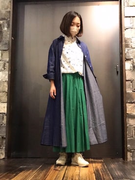 「rps（アールピーエス）のアイテム（シャツワンピース）」を使った、い⃝ け⃝ちゃんさん（レディース・149cm）の春コーディネート