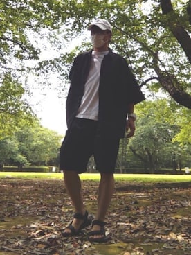 「白キャップ」｜「アイテム（腕時計）」を使った、なおさん（メンズ・165cm）の夏コーディネート