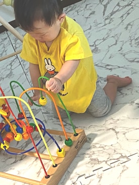 「アイテム（その他ベビー用品、グレー系）」を使った、oshirinookusuriさん（キッズ・70cm）の夏コーディネート