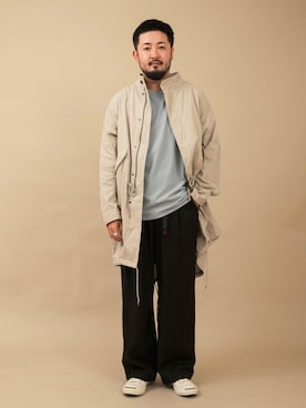 「ARMY TWILL（アーミーツイル）のアイテム（モッズコート）」を使った、kenichi hiragaさん（メンズ・174cm）の秋コーディネート