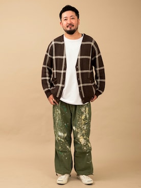 「チェック柄に恋してる」｜「アイテム（カーゴパンツ）」を使った、kenichi hiragaさん（メンズ・174cm）の秋コーディネート