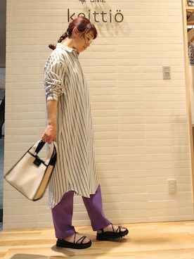 「Samansa Mos2 blue（サマンサモスモスブルー）のアイテム（シャツワンピース）」を使った、いしさん（レディース・165cm）の春コーディネート