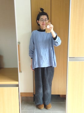 「Gauze#（ガーゼ）のアイテム」を使った、IKUYOさん（レディース・170cm）の冬コーディネート