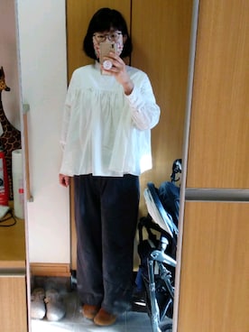 「Gauze#（ガーゼ）のアイテム」を使った、IKUYOさん（レディース・170cm）の冬コーディネート