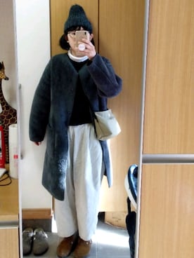 「MERCI（メルシー）のアイテム（パンツ）」を使った、IKUYOさん（レディース・170cm）の冬コーディネート