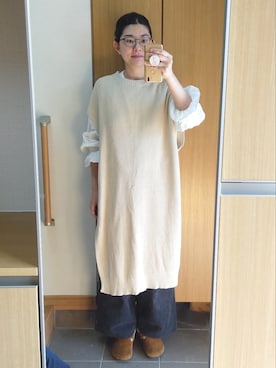 「Gauze#（ガーゼ）のアイテム」を使った、IKUYOさん（レディース・170cm）の秋コーディネート