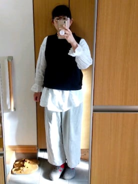 「MERCI（メルシー）のアイテム（パンツ）」を使った、IKUYOさん（レディース・170cm）の冬コーディネート