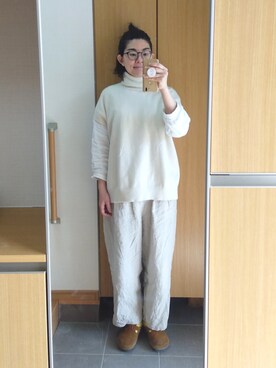「Gauze#（ガーゼ）のアイテム」を使った、IKUYOさん（レディース・170cm）の冬コーディネート