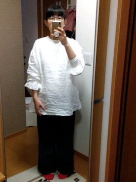 「Gauze#（ガーゼ）のアイテム」を使った、IKUYOさん（レディース・170cm）の秋コーディネート