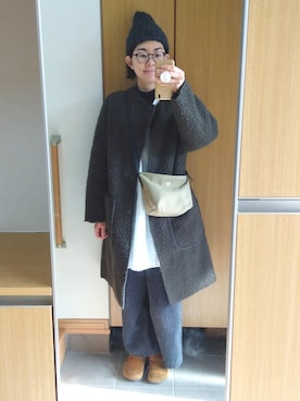 「Gauze#（ガーゼ）のアイテム」を使った、IKUYOさん（レディース・170cm）の冬コーディネート