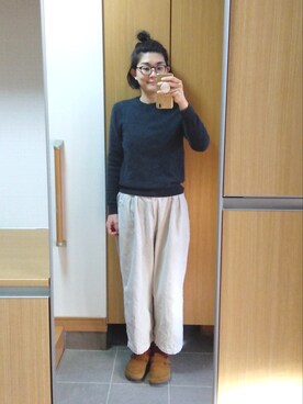 「MERCI（メルシー）のアイテム（パンツ）」を使った、IKUYOさん（レディース・170cm）の冬コーディネート