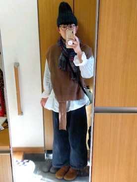 「Gauze#（ガーゼ）のアイテム」を使った、IKUYOさん（レディース・170cm）の秋コーディネート