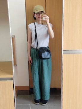 「studio CLIP（スタディオクリップ）のアイテム（パンツ、グリーン系）」を使った、IKUYOさんの春コーディネート