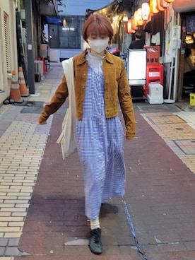 「古着ワンピース」｜mmminooooさん（レディース・160cm）の春コーディネート