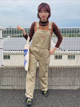 「古着好きな人と繋がりたい」｜「アイテム（オールインワン・サロペット）」を使った、mmminooooさん（レディース・160cm）の春コーディネート