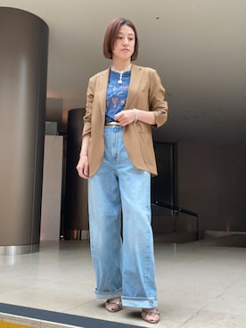 「キャメル」｜ishikawaさん（レディース・160cm）の夏コーディネート