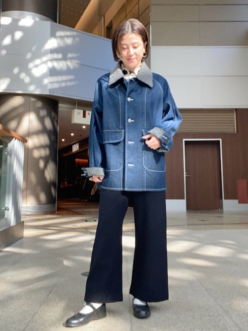 80’s vintage デニム調短丈ブルゾン ウールシルク アメカジ シティー デタッチャブルカラー デニムブルゾン/ジャケット（デニムジャケット