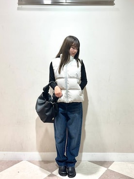 「アイテム（ダウンベスト）」を使った、yumaさん（レディース・152cm）の秋コーディネート