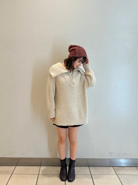 「SMELLY（スメリー）のシャギービーニー（ニットキャップ/ビーニー）」を使った、yumaさん（レディース・152cm）の秋コーディネート