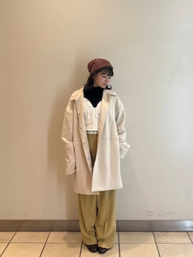 「SMELLY（スメリー）のシャギービーニー（ニットキャップ/ビーニー）」を使った、yumaさん（レディース・152cm）の冬コーディネート