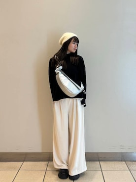 「SMELLY（スメリー）のシャギービーニー（ニットキャップ/ビーニー）」を使った、yumaさん（レディース・152cm）の秋コーディネート