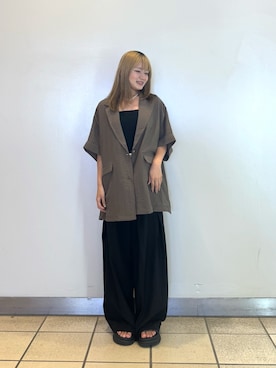 「アイテム（その他アウター、ブラウン系）」を使った、yumaさん（レディース・151cm）の夏コーディネート