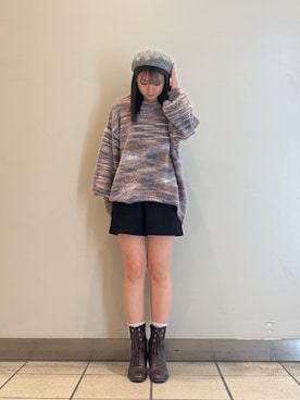 「アイテム（ハンチング/ベレー帽）」を使った、yumaさん（レディース・152cm）の秋コーディネート