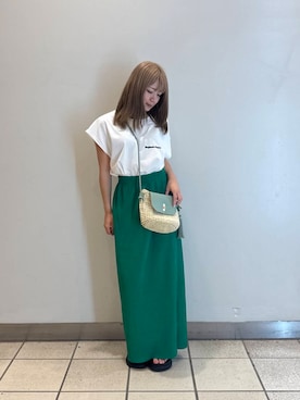 「ITEMS URBANRESEARCH（アイテムズ アーバンリサーチ）のアイテム（Tシャツ/カットソー）」を使った、yumaさん（レディース・152cm）の夏コーディネート