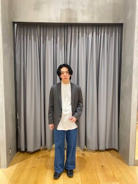 「アイテム（スーツジャケット）」を使った、ryotaur0さん（メンズ・162cm）の冬コーディネート