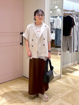 「LOWRYS FARM（ローリーズファーム）のステンレスフープチョーカー 127295（チョーカー、シルバー系）」を使った、おとも.さん（レディース・155cm）の春コーディネート