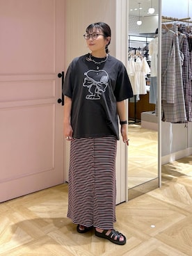 「LOWRYS FARM（ローリーズファーム）のステンレスフープチョーカー 127295（チョーカー、シルバー系）」を使った、おとも.さん（レディース・155cm）の夏コーディネート