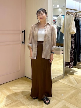 「LOWRYS FARM（ローリーズファーム）のシアーシャツＬＳ＊　 231459（シャツ/ブラウス）」を使った、おとも.さん（レディース・155cm・30代）の夏コーディネート