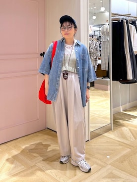 「LOWRYS FARM（ローリーズファーム）のステンレスフープチョーカー 127295（チョーカー、シルバー系）」を使った、おとも.さん（レディース・155cm）の春コーディネート