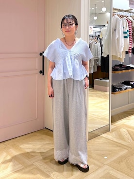 「LOWRYS FARM（ローリーズファーム）のステンレスフープチョーカー 127295（チョーカー、シルバー系）」を使った、おとも.さん（レディース・155cm）の春コーディネート