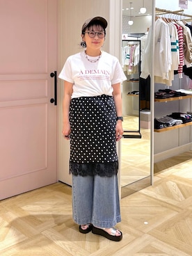 「LOWRYS FARM（ローリーズファーム）のステンレスフープチョーカー 127295（チョーカー、シルバー系）」を使った、おとも.さん（レディース・155cm）の春コーディネート