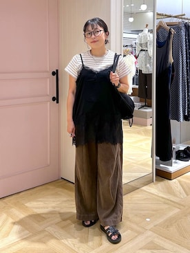「LOWRYS FARM（ローリーズファーム）のステンレスフープチョーカー 127295（チョーカー、シルバー系）」を使った、おとも.さん（レディース・155cm）の夏コーディネート
