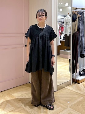 「LOWRYS FARM（ローリーズファーム）のハイショクタンク　 574839（タンクトップ、ブラック系）」を使った、おとも.さん（レディース・155cm）の夏コーディネート