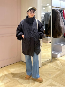 「体型カバー」｜「アイテム（ジャケット/アウター）」を使った、おとも.さん（レディース・155cm）の冬コーディネート