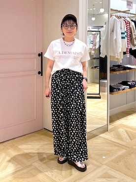「LOWRYS FARM（ローリーズファーム）のステンレスフープチョーカー 127295（チョーカー、シルバー系）」を使った、おとも.さん（レディース・155cm）の春コーディネート