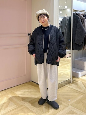 「体型カバー」｜「アイテム（アクセサリー）」を使った、おとも.さん（レディース・155cm）の冬コーディネート