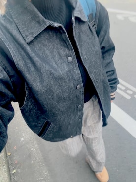 「アイテム（デニムジャケット）」を使った、ゆゆさん（レディース・152cm）の秋コーディネート