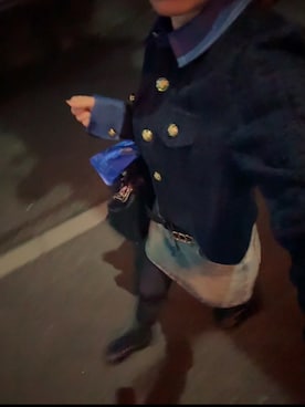 「SHEINのアイテム（ジャケット/アウター、ブルー系）」を使った、ゆゆさん（レディース・152cm）の冬コーディネート