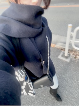 「アイテム（ノーカラーコート、ブルー系）」を使った、ゆゆさん（レディース・152cm）の冬コーディネート