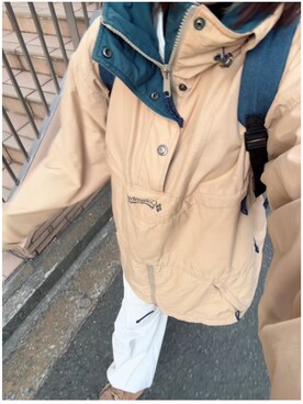 「Columbia（コロンビア）のアイテム（ジャケット/アウター、ベージュ系）」を使った、ゆゆさん（レディース・152cm）の冬コーディネート