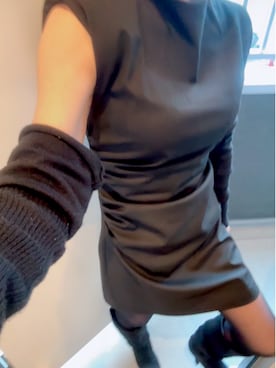 「ZARA（ザラ）のアイテム（ワンピース、ブラック系）」を使った、ゆゆさん（レディース・152cm）の冬コーディネート