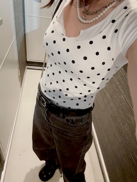 「ZARA（ザラ）のアイテム（タンクトップ、ホワイト系）」を使った、ゆゆさん（レディース・152cm）の夏コーディネート
